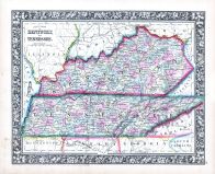 Kentucky and Tennessee, World Atlas 1864 Mitchells New General Atlas